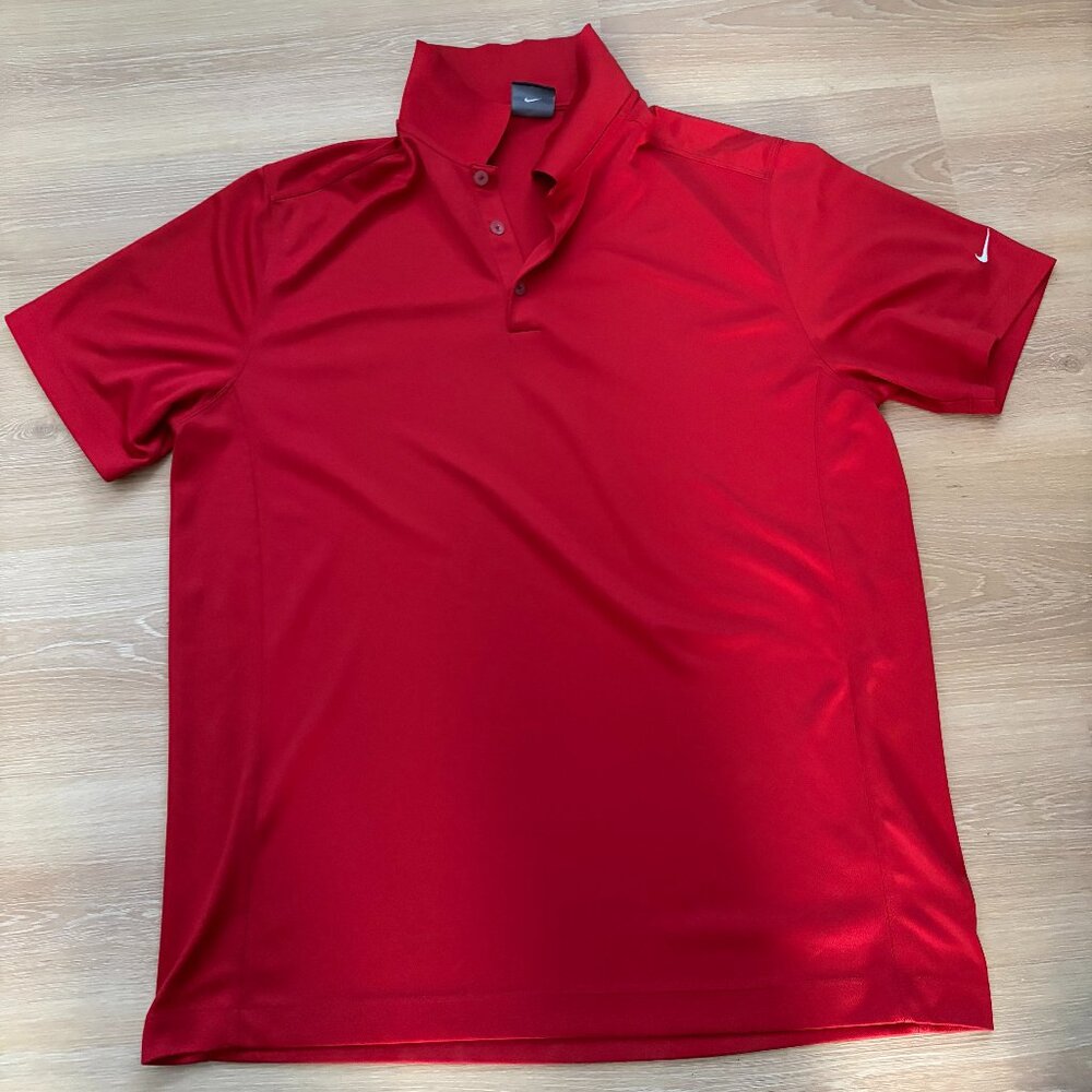 Men's Red Nike Golf Short Sleeve Polo Shirt Size XL Dri-Fit